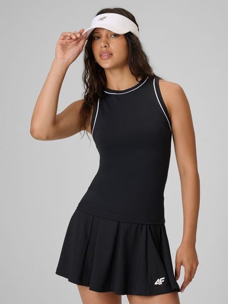 4F Top slim gładki damski - czarny M. Czarne koszulki sportowe 4f, bez wzorów, z dzianiny, bez ramiączek. Za 59.99 zł.