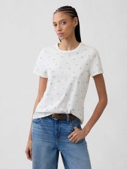 GAP Koszulka w kolorze biało-błękitnym rozmiar: XXL. Białe bluzki GAP, xxl, bez wzorów, z bawełny, bez kołnierzyka, bez ramiączek. Za 62.03 zł.