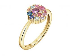 Pierścionek z żółtego złota z diamentami, kamieniami szlachetnymi i ozdobnymi - próba 585. Żółte pierścionki Apart, z diamentem, złote. Za 2,490.00 zł.