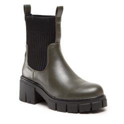 Botki DeeZee. Brązowe botki DeeZee, bez wzorów, bez obcasa, na słupku, bez zapięcia. Za 209.99 zł.
