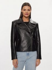 Patrizia Pepe Kurtka z imitacji skóry 8O0101/E044-K103 Czarny Regular Fit. Czarne kurtki Patrizia Pepe, bez wzorów, ze skóry, bez kaptura. Za 879.99 zł.