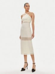 Patrizia Pepe Sukienka letnia 2A2729/A268-W362 Écru Slim Fit. Sukienki Patrizia Pepe, na lato, bez wzorów, z syntetyku, bez kołnierzyka, bez ramiączek. Za 2,239.00 zł.