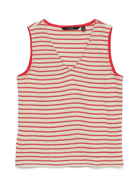 Vero Moda Top w kolorze beżowo-czerwonym rozmiar: XL. Brązowe topy Vero Moda, xl, bez wzorów, bez kołnierzyka, bez ramiączek. Za 84.60 zł.