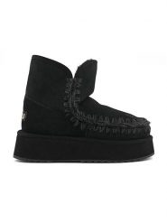 Mou Skórzane botki zimowe w kolorze czarnym rozmiar: 36. Czarne botki Mou, na zimę, bez wzorów, ze skóry, bez obcasa, na platformie, bez zapięcia. Za 717.99 zł.