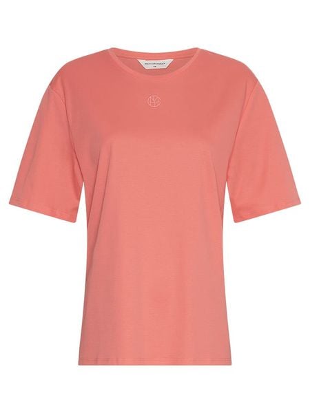 MOSS COPENHAGEN Koszulka w kolorze jasnoróżowym rozmiar: L/XL. Różowe bluzki Moss Copenhagen, l, bez wzorów, z bawełny, bez kołnierzyka, bez ramiączek. Za 66.00 zł.