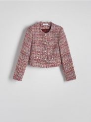 Tweedowa marynarka z ozdobnymi guzikami - wielobarwny. Marynarki i żakiety Reserved, l, bez wzorów, z tkaniny. W wyprzedaży za 199.99 zł.