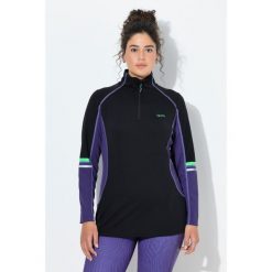 Damskie Bluzka funkcyjna wąska stójka zamek błyskawiczny długi rękaw. Czarne koszulki sportowe Ulla Popken, bez wzorów, z elastanu, bez ramiączek. Za 279.99 zł.