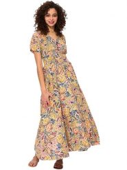 Aller Simplement Sukienka w kolorze beżowo-jasnoróżowym rozmiar: 34/36. Brązowe sukienki Aller Simplement, bez wzorów, z bawełny, bez kołnierzyka, bez ramiączek, maxi. Za 86.99 zł.