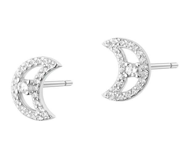 Kolczyki srebrne z cyrkoniami - Księżyce. Szare kolczyki Apart, z cyrkonią, srebrne. Za 109.00 zł.