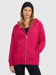 4F Bluza dresowa rozpinana z kapturem damska - różowa S. Czerwone bluzy 4f, s, bez wzorów, z dresówki, z kapturem. Za 169.99 zł.