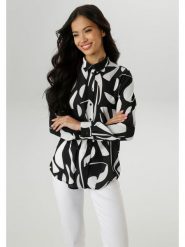 Aniston Bluzka w kolorze czarno-białym rozmiar: 46. Czarne bluzki Aniston, bez wzorów, bez kołnierzyka, bez ramiączek. Za 90.45 zł.