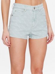 Guess Szorty jeansowe Lella W3GD49 WF5V3 Zielony Relaxed Fit. Zielone szorty Guess, z aplikacjami, z bawełny. Za 529.99 zł.