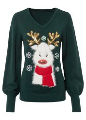 Sweter bożonarodzeniowy. Zielone swetry bonprix, bez wzorów, bez ramiączek. Za 159.99 zł.