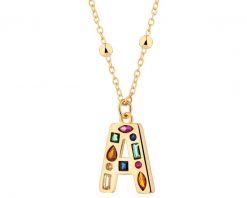 Naszyjnik z mosiądzu pozłacany z cyrkoniami - litera A. Naszyjniki Artelioni, z cyrkonią, pozłacane. Za 169.00 zł.