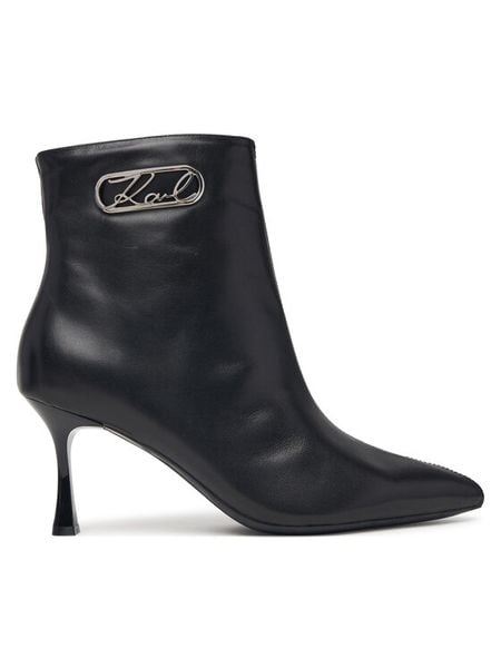 KARL LAGERFELD Botki Sienna KL32745 Czarny. Czarne botki KARL LAGERFELD, bez wzorów, ze skóry, bez obcasa, na szpilce, bez zapięcia. Za 1,009.00 zł.