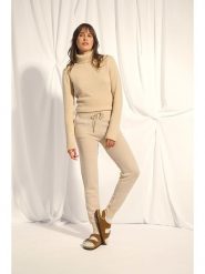 Just Cashmere Kaszmirowe spodnie "Wendy" w kolorze beżowym rozmiar: S. Brązowe swetry Just Cashmere, s, bez wzorów, z kaszmiru, bez ramiączek. Za 483.45 zł.