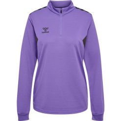 Damska bluza dresowa half zip Hummel Authentic. Fioletowe bluzy Hummel, bez wzorów, z dresówki, bez kaptura. Za 222.00 zł.