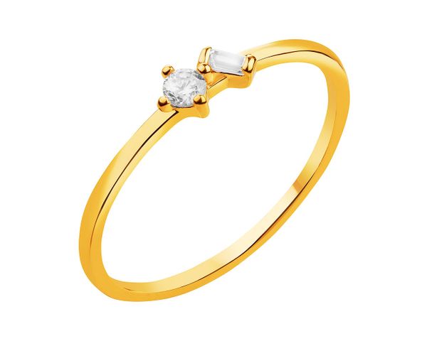 Złoty pierścionek z cyrkoniami. Żółte pierścionki Apart, z cyrkonią, złote. Za 479.00 zł.