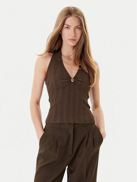 Marciano Guess Bluzka 5YGR01 5875Z Brązowy Slim Fit. Brązowe bluzki Marciano Guess, xxs, z aplikacjami, z wiskozy, bez kołnierzyka, bez ramiączek. Za 208.99 zł.