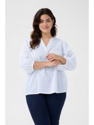 Kaffe Bluzka w kolorze białym rozmiar: 48. Białe bluzki Kaffe, bez wzorów, z bawełny, bez kołnierzyka, bez ramiączek. Za 101.23 zł.