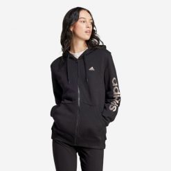 Bluza na zamek damska ADIDAS Gym & Pilates. Czarne bluzy Adidas, s, bez wzorów, z bawełny, bez kaptura. Za 149.99 zł.