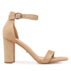 Sandały DeeZee. Brązowe sandały DeeZee, bez wzorów, bez obcasa, na słupku, bez zapięcia. Za 139.99 zł.