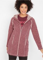Długa bluza rozpinana z polaru, z kapturem. Czerwone bluzy bonprix, bez wzorów, z polaru, z kapturem. Za 169.99 zł.