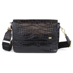 Skórzana listonoszka damska czarna Daag ASTRA-M. Czarne torebki klasyczne DAAG, bez wzorów, z bawełny, małe, z tłoczeniem, bez dodatków. Za 323.99 zł.