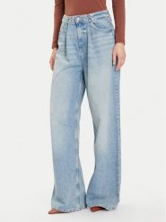 Guess Jeansy W5BA3T D0742 Niebieski Wide Leg. Niebieskie jeansy Guess, z aplikacjami. Za 529.99 zł.