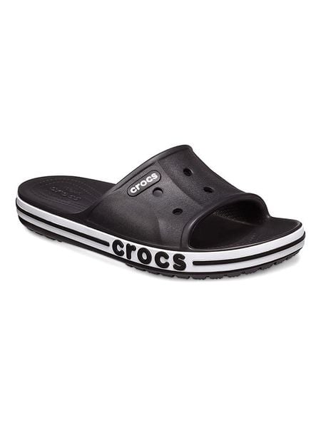 Crocs Klapki "Bayaband" w kolorze czarnym rozmiar: 38/39. Czarne klapki Crocs, bez wzorów, z otwartym noskiem, bez obcasa. Za 105.38 zł.