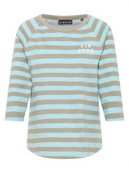 ELBSAND Koszulka "Celin" w kolorze szarobrązowo-błękitnym rozmiar: L. Brązowe bluzki ELBSAND, l, bez wzorów, bez kołnierzyka, bez ramiączek. Za 111.95 zł.