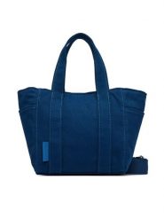 Calvin Klein Torebka Webbing Strap Canvas Small Tote LV04F3384G Niebieski. Niebieskie torebki klasyczne Calvin Klein, bez wzorów, z materiału, bez dodatków. Za 489.99 zł.