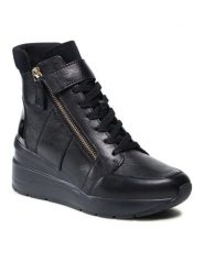 Geox Botki D Zosma E D168LE 08522 C9999 Czarny. Czarne botki Geox, bez wzorów, ze skóry, bez obcasa, na koturnie, bez zapięcia. Za 429.99 zł.