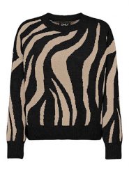 ONLY Sweter w kolorze beżowo-czarnym rozmiar: L. Brązowe swetry Only, l, bez wzorów, ze splotem, bez ramiączek. Za 118.95 zł.