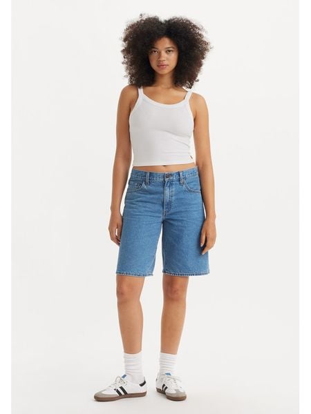 Levi's Bermudy dżinsowe w kolorze niebieskim rozmiar: W33. Niebieskie szorty Levi's®, z aplikacjami, z bawełny, klasyczne, z podwyższonym stanem. Za 164.95 zł.
