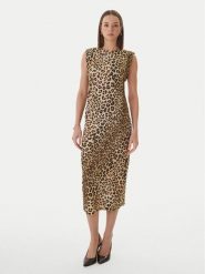 LOLA CASADEMUNT Sukienka codzienna LS2616152 Brązowy Regular Fit. Brązowe sukienki LOLA CASADEMUNT, na co dzień, xl, bez wzorów, z syntetyku, bez kołnierzyka, bez ramiączek, proste. Za 543.99 zł.