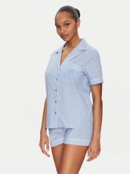 Guess Piżama O5GX10 WH1K1 Niebieski Regular Fit. Niebieskie piżamy Guess, z aplikacjami, z bawełny, bez ramiączek. Za 262.00 zł.