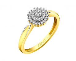 Pierścionek z żółtego złota z diamentami - 0,09 ct - próba 375. Żółte pierścionki Apart, z diamentem, złote. Za 1,929.00 zł.