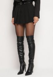 Czarne Szorty Spódnica w Stylu Preppy Plisowane z Niskim Stanem Rominita. Czarne szorty Born2be, bez wzorów, eleganckie, z obniżonym stanem. Za 84.99 zł.