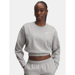 Bluza Damska Under Armour Sportowa Krótka UA Rival Fleece Piped Crew. Szare bluzy Under Armour, bez wzorów, bez kaptura. Za 249.99 zł.