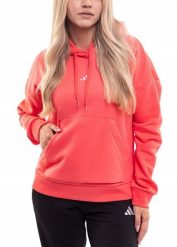 Damska bluza adidas Essentials Small Logo Feel Cozy Hoodie koralowa. Pomarańczowe bluzy sportowe Adidas, xs, bez wzorów, z bawełny, z kapturem. Za 238.70 zł.