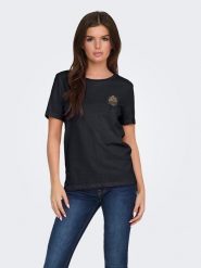 JDY Koszulka w kolorze czarnym rozmiar: L. Czarne bluzki JDY, l, bez wzorów, z bawełny, bez kołnierzyka, bez ramiączek. Za 52.79 zł.