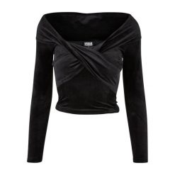 Damska Bluzka Z Długim Rękawem Na Ramiączkach Z Aksamitnym Krzyżem Z Przodu. Czarne bluzki Urban Classics, xl, bez wzorów, casualowe, bez kołnierzyka, bez ramiączek. Za 158.99 zł.
