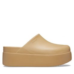 Klapki Crocs. Brązowe klapki Crocs, bez wzorów, bez obcasa. Za 229.99 zł.