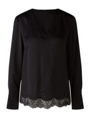 Oui Bluzka w kolorze czarnym rozmiar: 36. Czarne bluzki Oui, bez wzorów, z koronki, bez kołnierzyka, bez ramiączek. Za 165.99 zł.