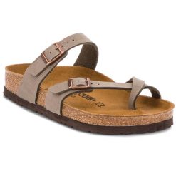 Japonki Birkenstock. Szare klapki Birkenstock, bez wzorów, bez obcasa. Za 369.99 zł.