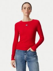 Tommy Jeans Bluzka DW0DW20178 Czerwony Slim Fit. Czerwone bluzki Tommy Jeans, m, bez wzorów, z bawełny, bez kołnierzyka, bez ramiączek. Za 189.99 zł.