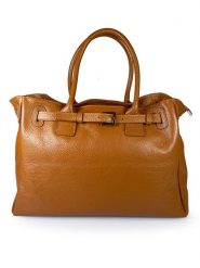 ORE10 Skórzana torebka "Trast" w kolorze jasnobrązowym - 38 x 28 x 15 cm rozmiar: onesize. Brązowe torby na ramię ORE10, bez wzorów, z materiału, przez ramię, bez dodatków. Za 375.11 zł.