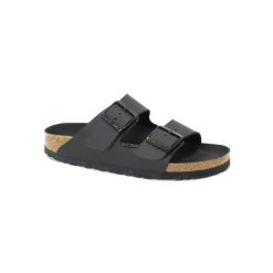 Klapki unisex Birkenstock Arizona Birkoflor. Czarne klapki Birkenstock, bez wzorów, z materiału, bez obcasa. Za 389.00 zł.