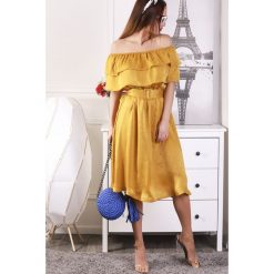 Sukienka MASHA MUSTARD. Żółte sukienki Sukienka MASHA MUSTARD, l, bez wzorów, bez kołnierzyka, bez ramiączek, mini. W wyprzedaży za 109.00 zł.